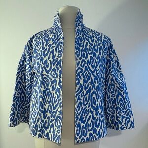 Painted Pony 90s/Y2K blue and white stylized animal print cotton jacket